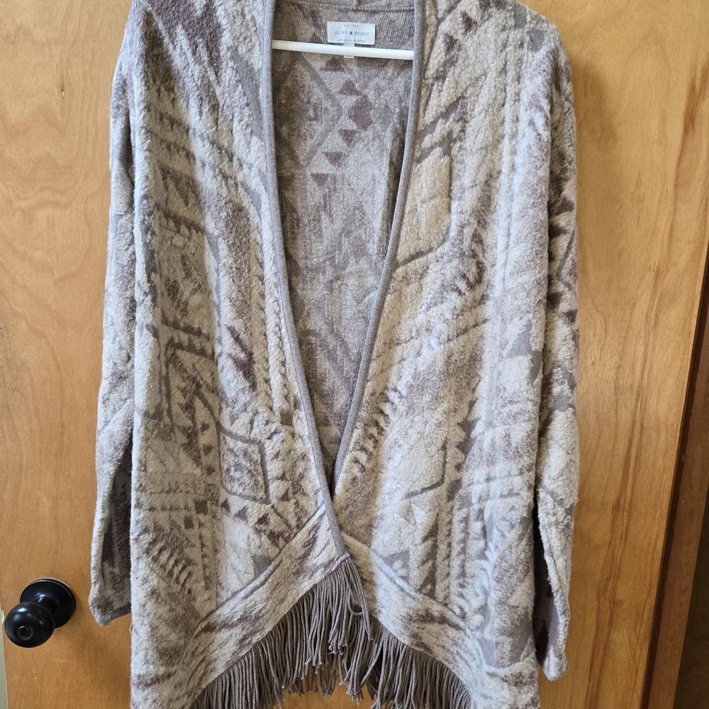 Lucky Brand Geometric Fringe Cardigan
